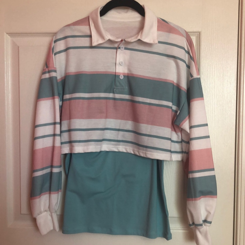 2 Piece Cropped Polo Shirt & Cami
